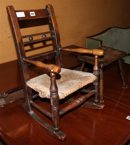 Small rocking chair and stool